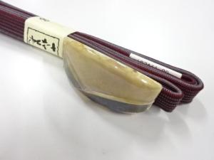 未使用品　陶器帯留め・正絹手組帯締めセット